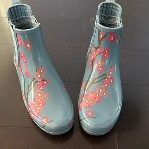 Hunter Gray Floral Women's Rain Boots